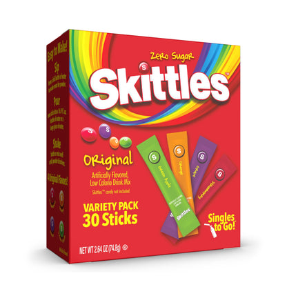 SINGLES TO GO! Skittles Variety Pack of Water Enhancers – 60 Sticks for Breakroom Stocking and Shared Team Hydration