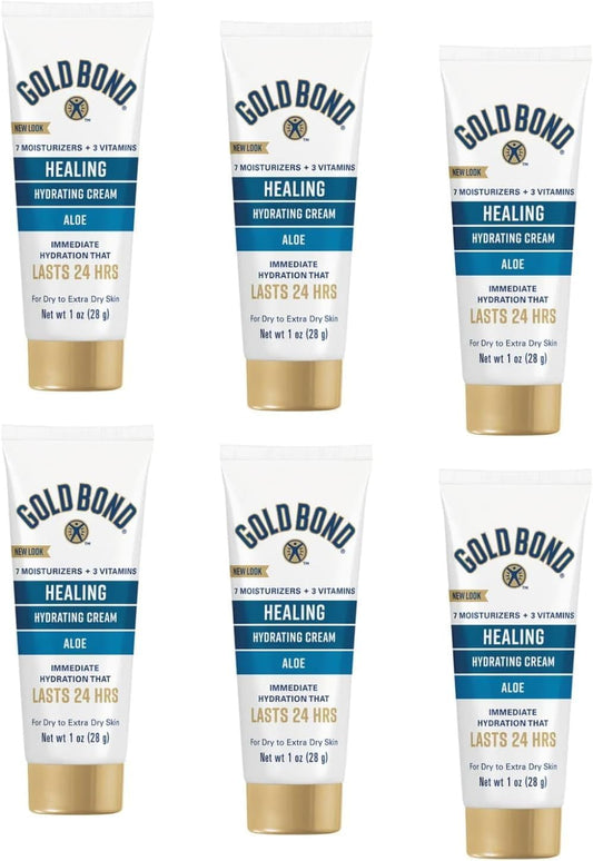 six 1 oz (28 g) travel-size tubes, each approximately 3.9 x 1.4 x 0.9 inches for easy portability