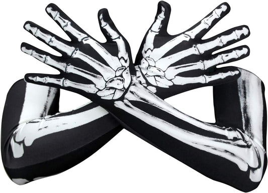 skeleton bone glove design with extended arm coverage