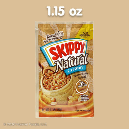 SKIPPY Natural Creamy Peanut Butter Squeeze Packs – Clean Ingredient Protein Snack for Health-Conscious Snacking at Home, 8 Pouches 1.15 Oz
