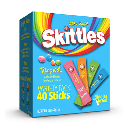 Skittles Singles To Go Powdered Drink Mix – Travel Friendly Flavored Water for Hiking and Camping, TSA Approved Sticks