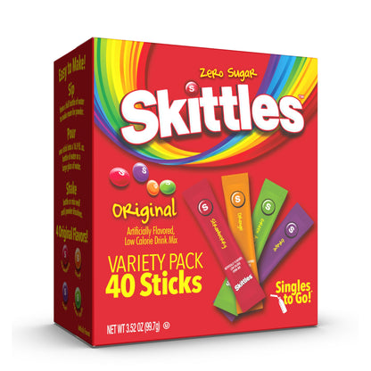 Skittles Singles To Go Powdered Drink Mix – Travel Friendly Flavored Water for Hiking and Camping, TSA Approved Sticks