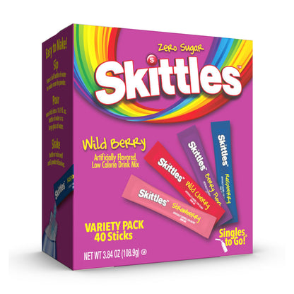 Skittles Singles To Go Powdered Drink Mix – Travel Friendly Flavored Water for Hiking and Camping, TSA Approved Sticks