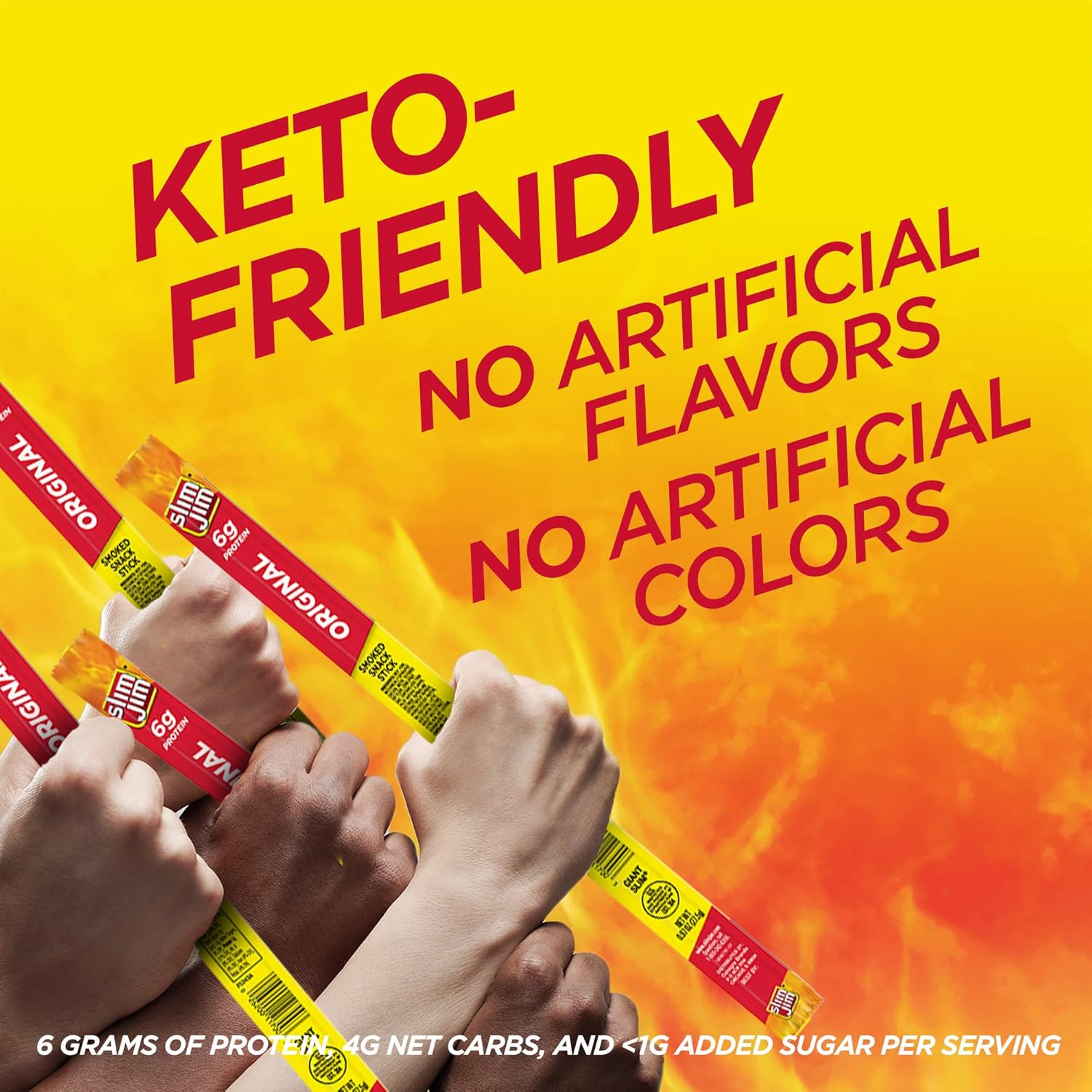Slim Jim Giant Smoked Meat Sticks – Keto Low Carb Office Desk Snack, 24 Count