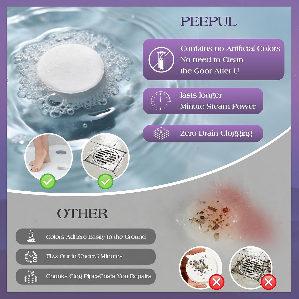 slow-dissolving tablet format designed for sustained scent release during a full shower