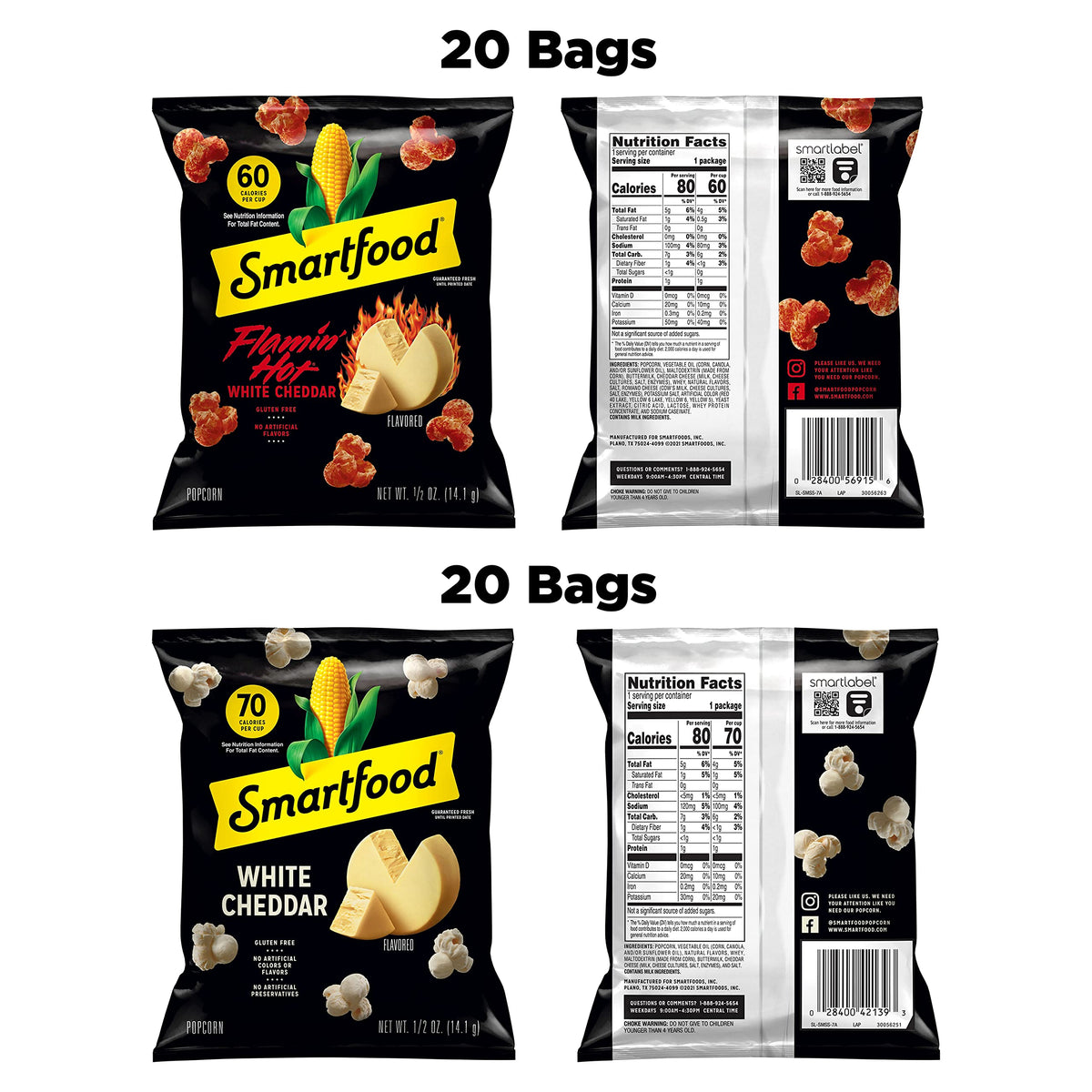 Smartfood Popcorn Single-Serve Snack Pack – Movie Night Gift Set for Friends & Family, Gluten Free 40 Count