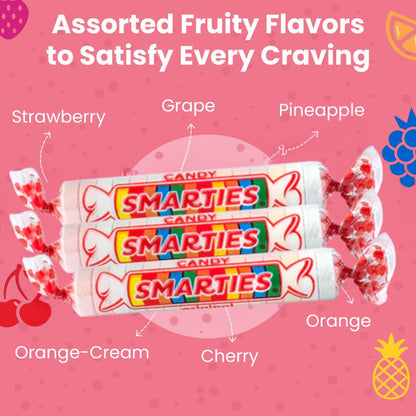 Smarties Candy Bulk Rolls – Classroom Party Treats Safe for Nut-Allergic Students, Individually Wrapped