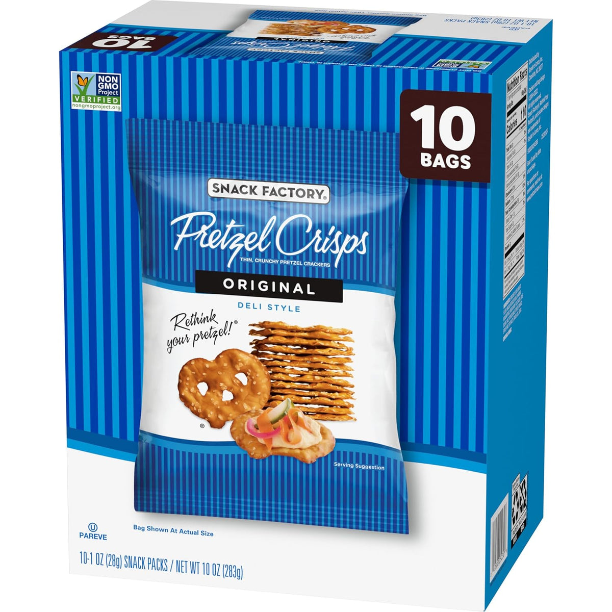 Snack Factory Pretzel Crisps – School Safe Classroom Snack Bags for Kids, Original Flavor
