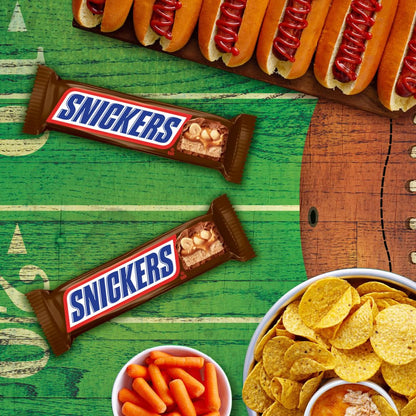SNICKERS NFL Football Chocolate Bars, Caramel & Peanut – Travel-Friendly Individually Wrapped Candy for Outdoor Watch Parties and Cookouts