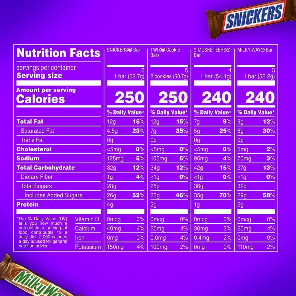 SNICKERS, TWIX, 3 MUSKETEERS, MILKY WAY Travel Friendly Candy Bar Variety for Road Trip Coolers and Hotel Stays, 18 ct Pack