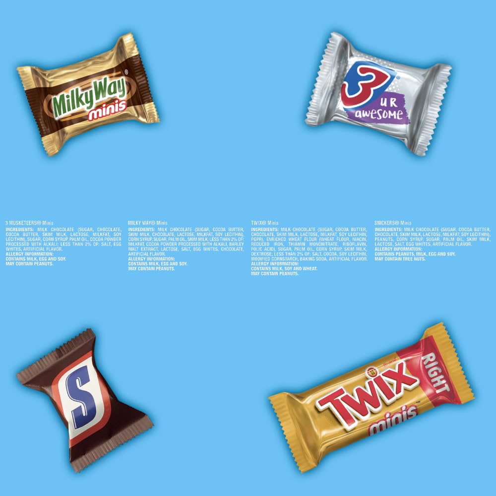 SNICKERS, TWIX, MILKY WAY & 3 MUSKETEERS Minis Variety Pack – Single-Bag Assortment for Intentional Party Hosts