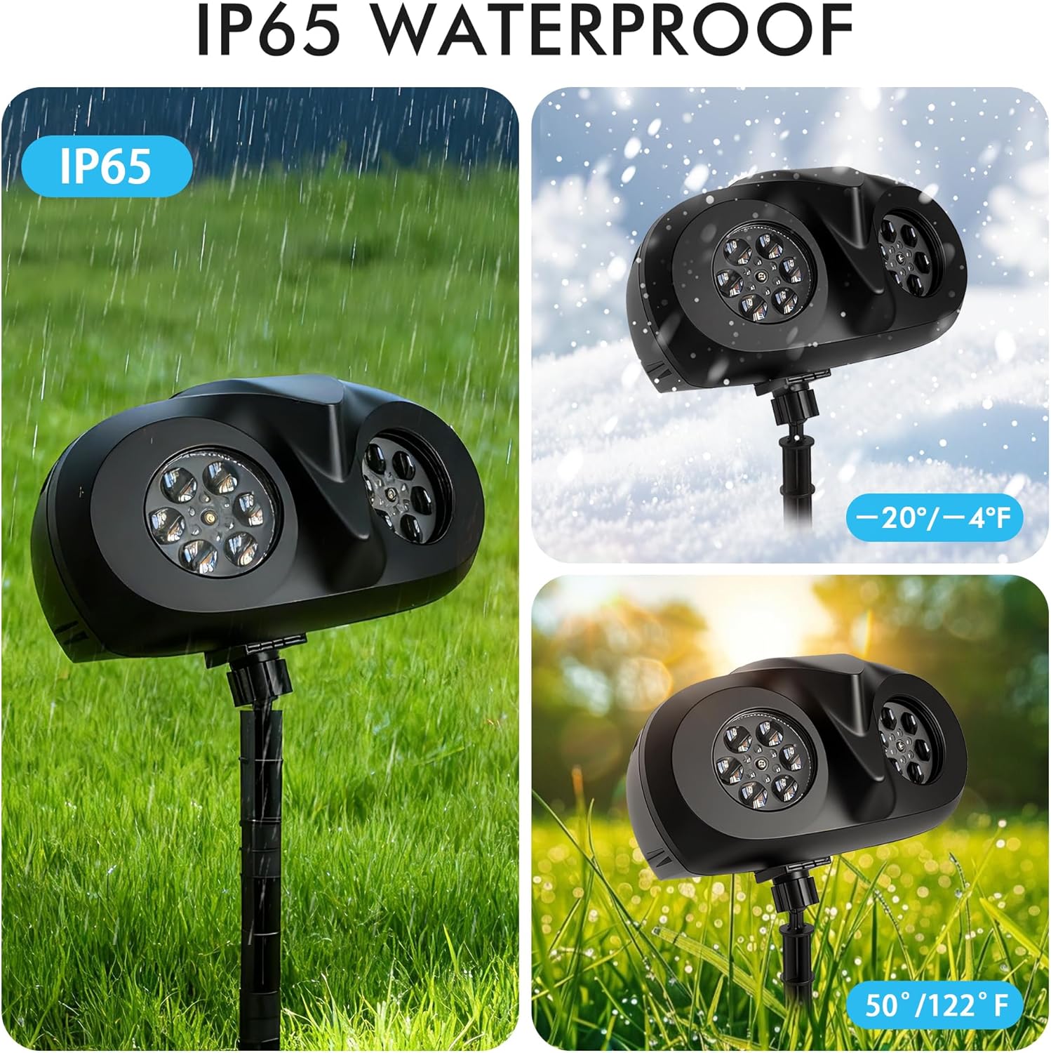 SnowfallEffect Christmas Projector Lights – Patio, Garden & Backyard Holiday Snowfall Decoration, IP65 Waterproof LED with Remote Timer