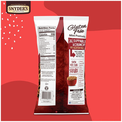 Snyder's of Hanover Gluten Free Mini Pretzels – Kid-Safe Nut-Free Snack for Playdates and After-School Munching