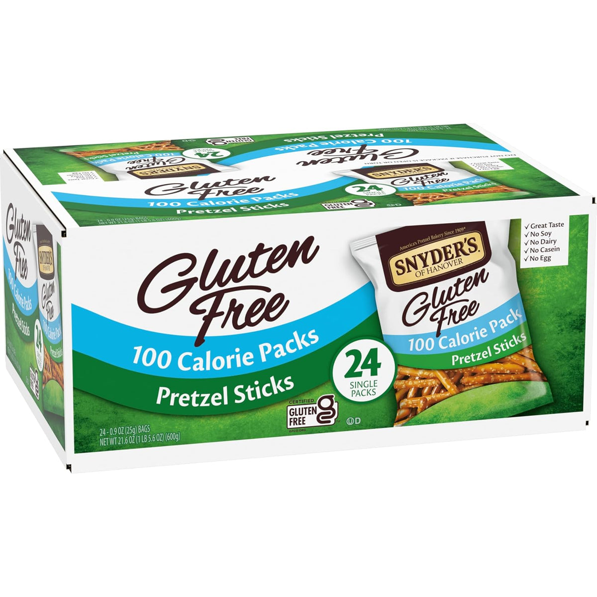 Snyder's of Hanover Gluten Free Pretzel Sticks – Portable Travel Snack for Gluten Free Road Trips, 24 Ct Box