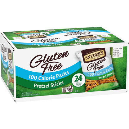 Snyder's of Hanover Gluten Free Pretzel Sticks – Portable Travel Snack for Gluten Free Road Trips, 24 Ct Box