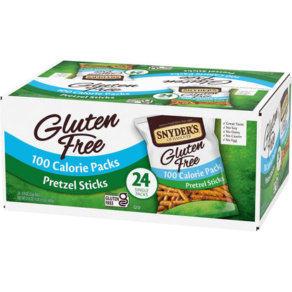 Snyder's of Hanover Gluten Free Pretzel Sticks – Portable Travel Snack for Gluten Free Road Trips, 24 Ct Box