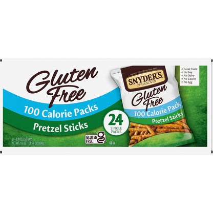 Snyder's of Hanover Gluten Free Pretzel Sticks – Portable Travel Snack for Gluten Free Road Trips, 24 Ct Box