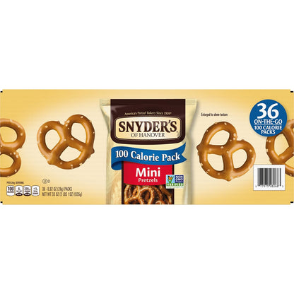 Snyder's of Hanover Mini Pretzels 100 Calorie Variety Pack – Crowd-Pleasing Snack Gift for Class Parties, Multi-Pack