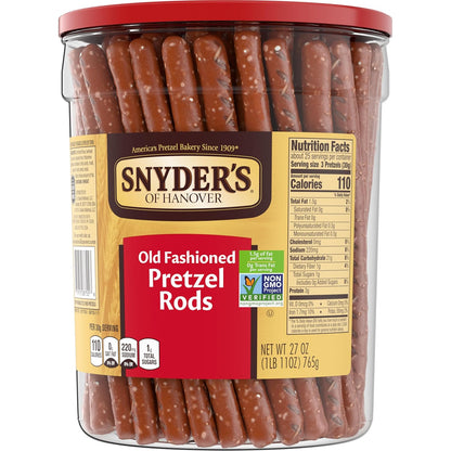 Snyder's of Hanover Pretzel Rods – Low-Oxalate Snack for Kidney Stone Prevention Diets and Daily Wellness