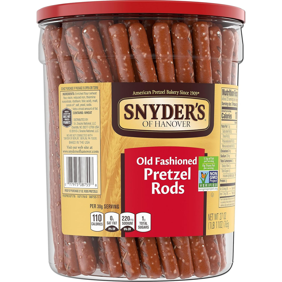 Snyder's of Hanover Pretzel Rods – Low-Oxalate Snack for Kidney Stone Prevention Diets and Daily Wellness