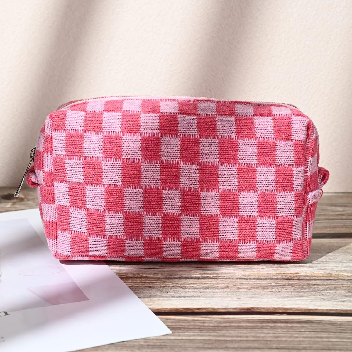 SOIDRAM Waterproof Canvas Makeup Pouch Duo – Romantic Valentine's Day Gift for Her, Cute Aesthetic Cosmetic Carry-On for Travel