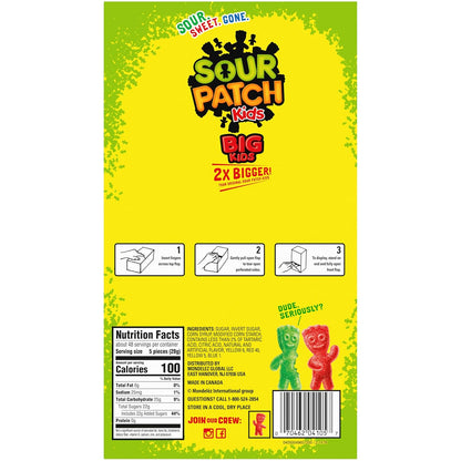 SOUR PATCH KIDS Big Kids Individually Wrapped Candy Holiday Gift for Kids, Stocking Stuffer, and Party Favor Bags, 240 Count