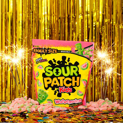 SOUR PATCH KIDS Watermelon Soft & Chewy Candy – Family Size Lunchbox Snack for School Kids, 1.8 lb Resealable Bag