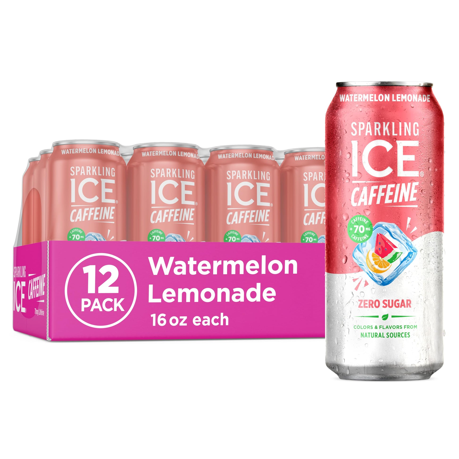 Sparkling Ice Caffeine Black Raspberry Sparkling Water for Hiking Trail Hydration, Lightweight Sparkling Energy Drink for the Trail