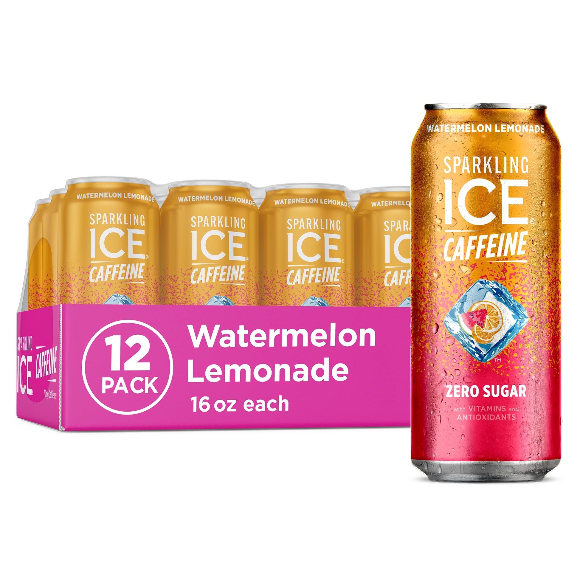 Sparkling Ice Caffeine Black Raspberry Sparkling Water for Hiking Trail Hydration, Lightweight Sparkling Energy Drink for the Trail