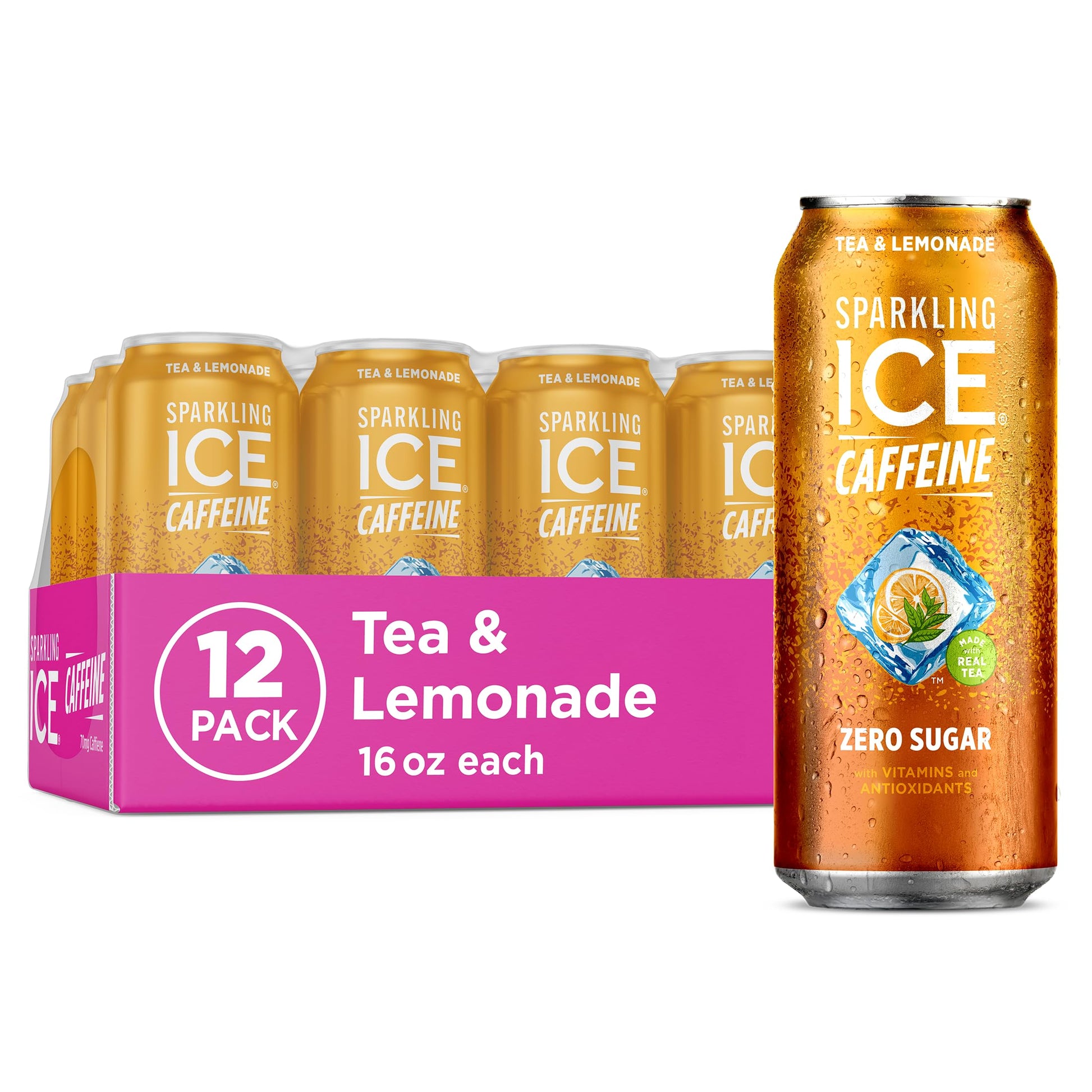 Sparkling Ice Caffeine Black Raspberry Sparkling Water for Hiking Trail Hydration, Lightweight Sparkling Energy Drink for the Trail