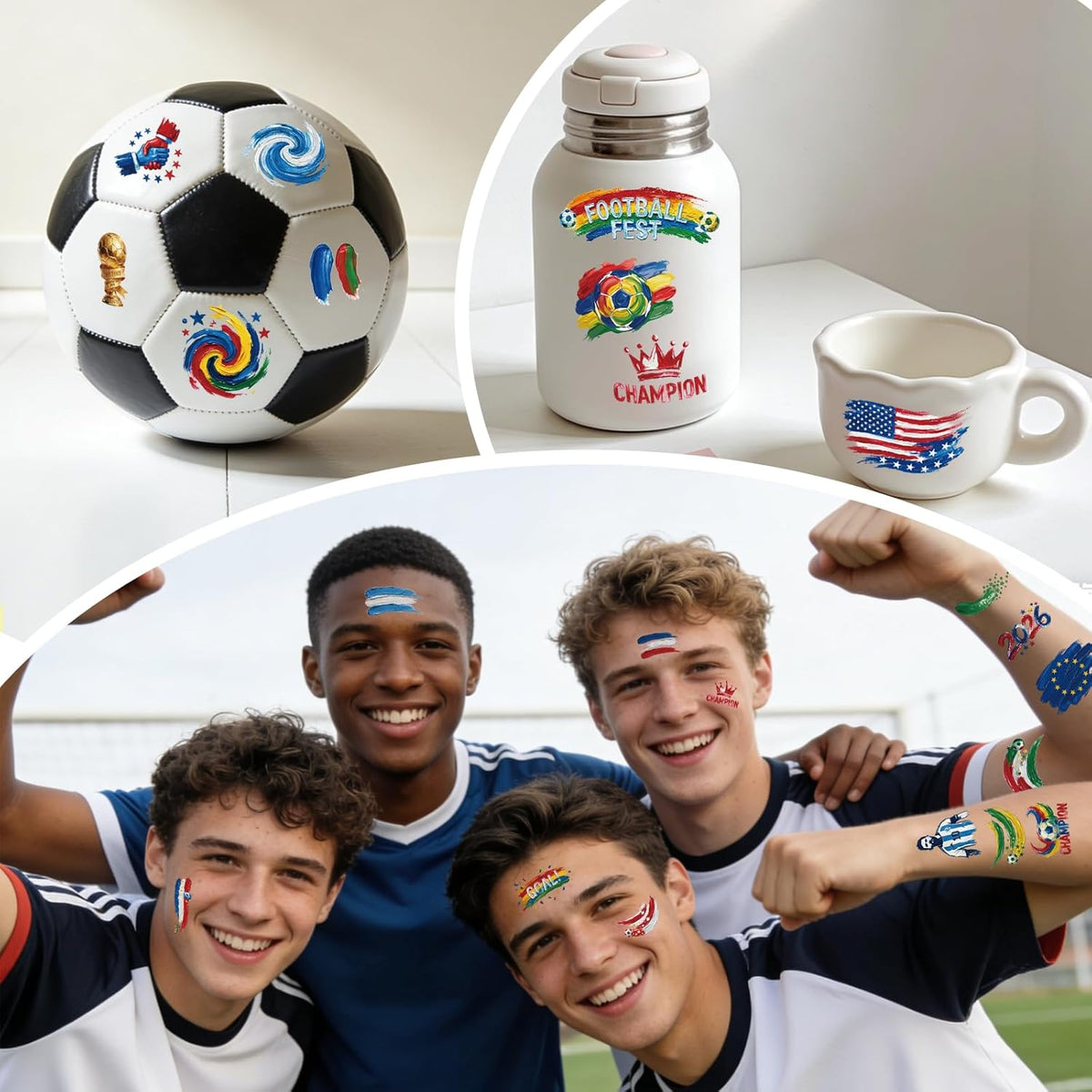 sports/soccer-themed designs covering world cup and football imagery