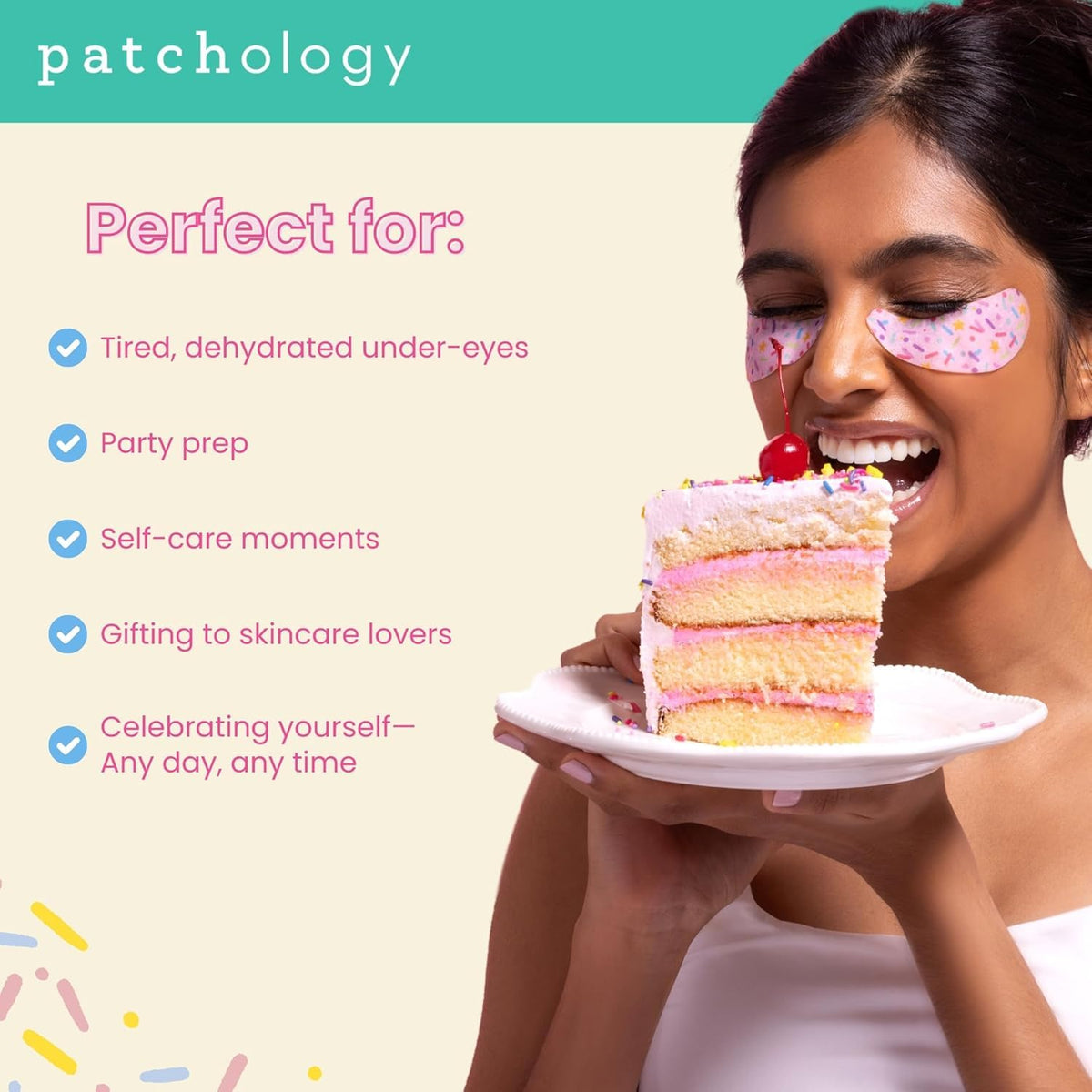 sprinkle-decorated gel patches with frosting-inspired scent