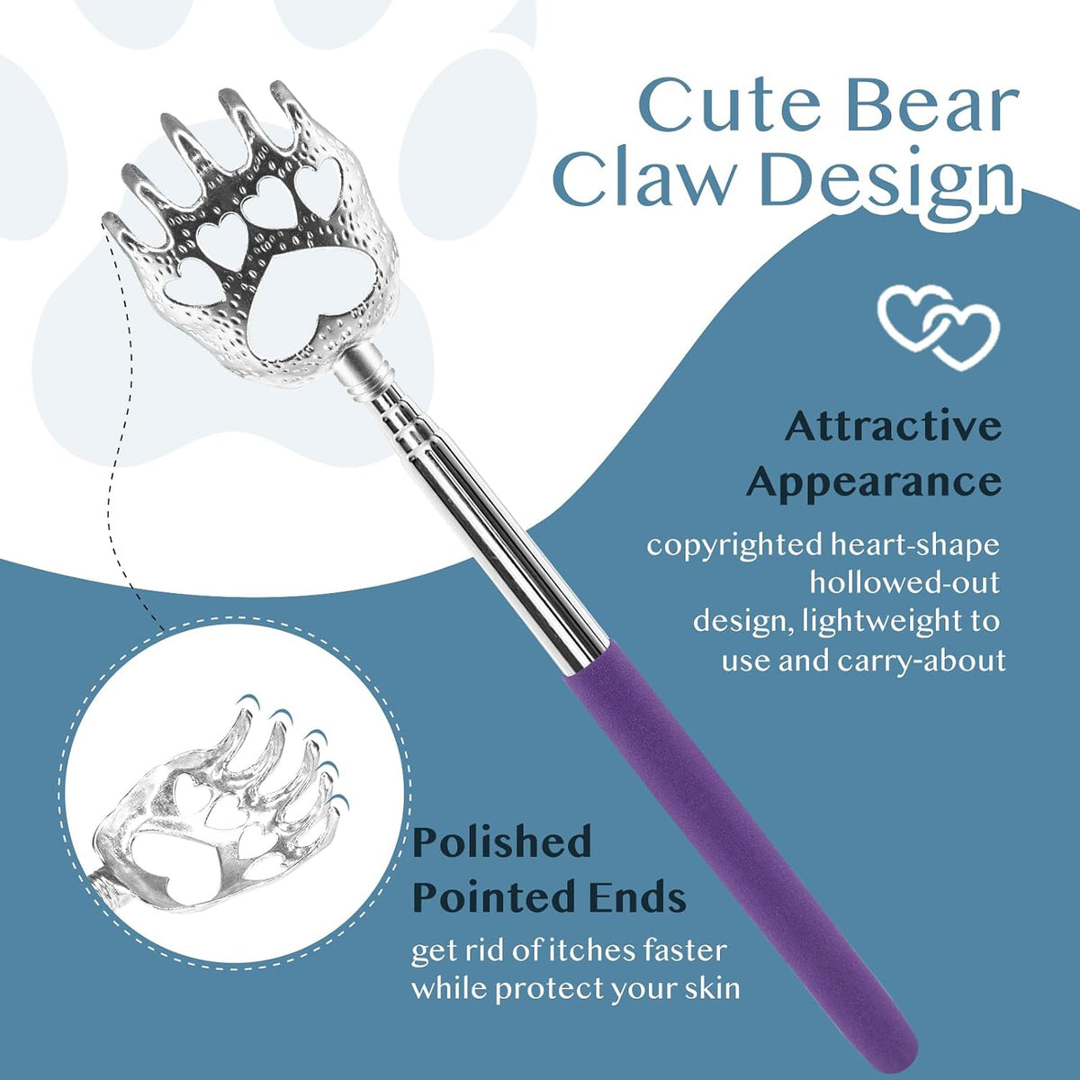 stainless steel claw tip in a long, slender, rod-shaped 'bear claw' design