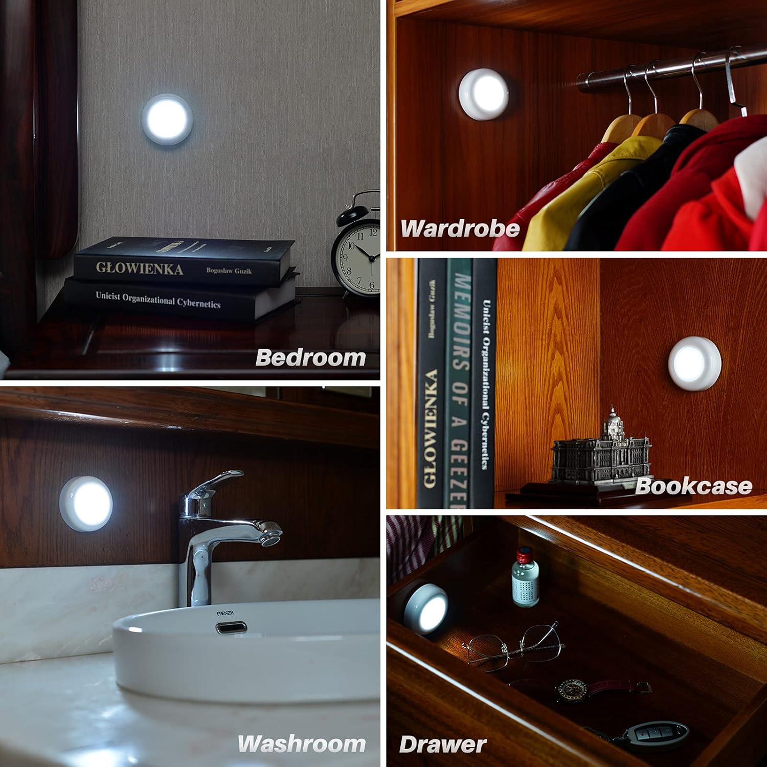 STAR-SPANGLED Motion Sensor Puck Lights – Flameless Battery Night Light for Hallways, Stairs, and Closets