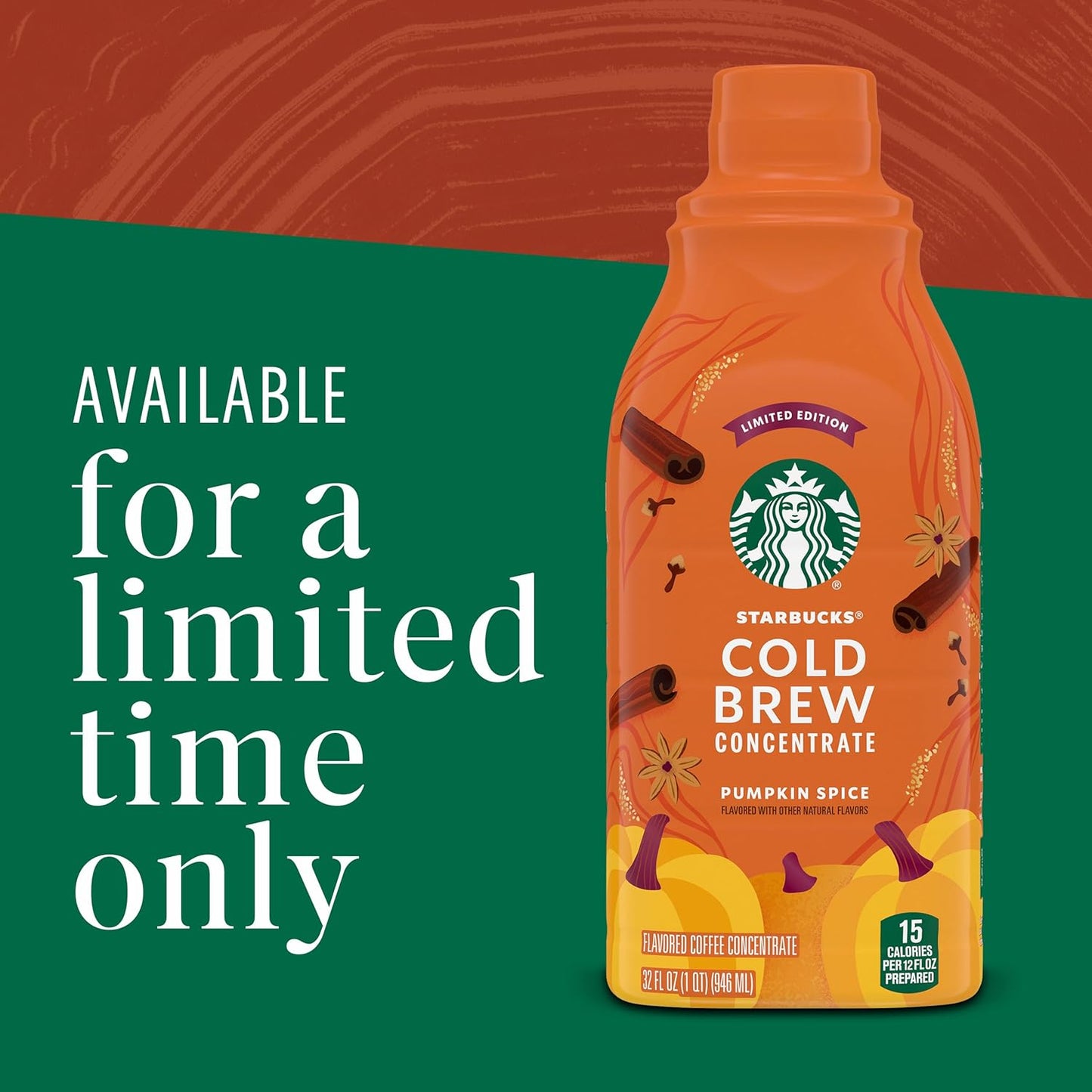 Starbucks Cold Brew Pumpkin Spice Concentrate – Cozy Fall Birthday Gift for Her, 32 oz Seasonal Limited Edition