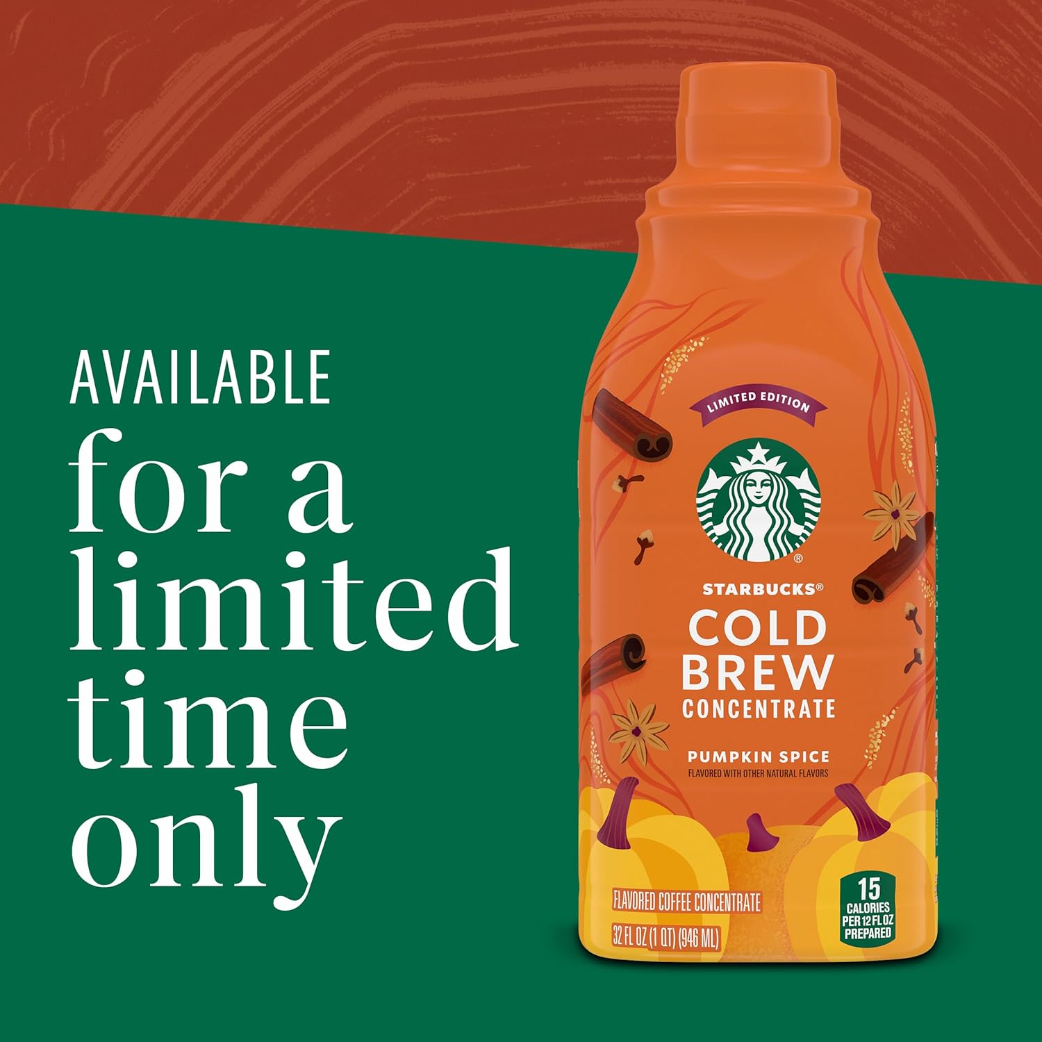 Starbucks Cold Brew Pumpkin Spice Concentrate – Cozy Fall Birthday Gift for Her, 32 oz Seasonal Limited Edition