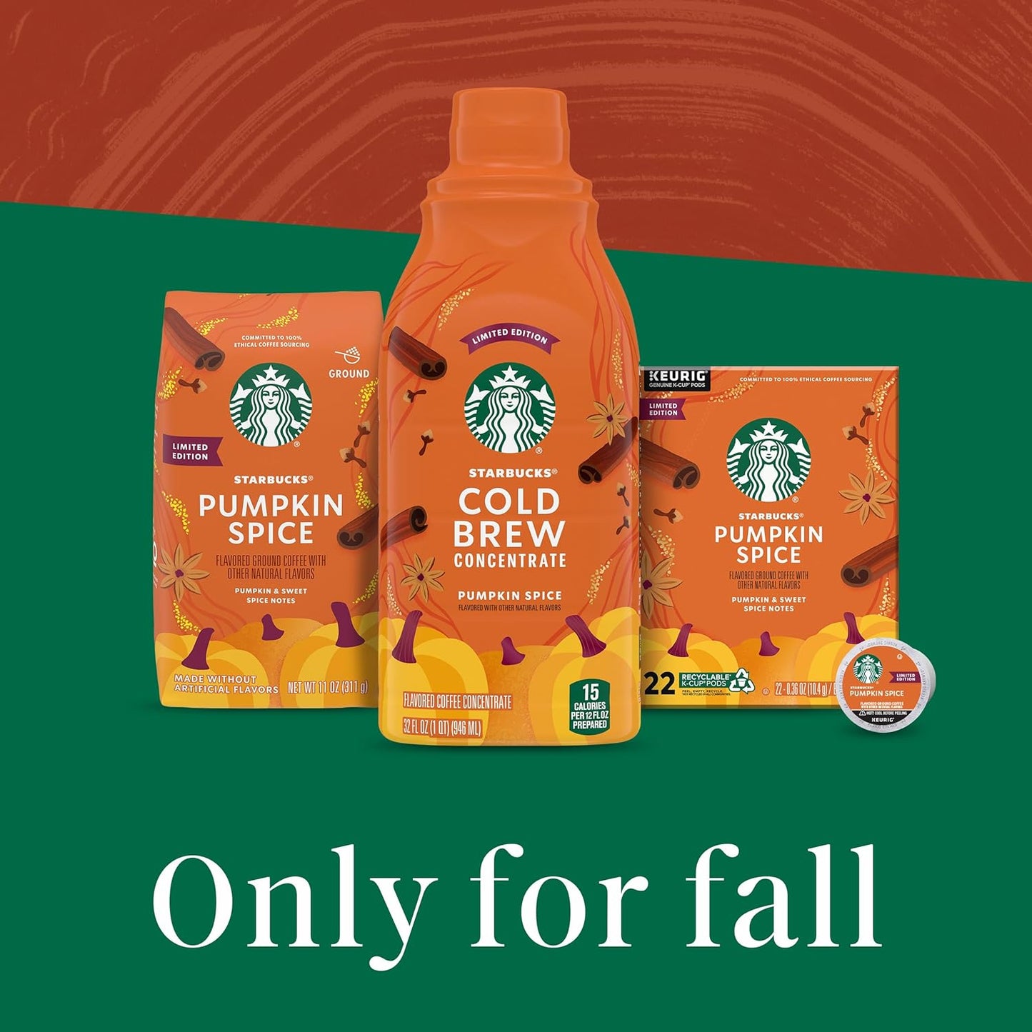 Starbucks Cold Brew Pumpkin Spice Concentrate – Cozy Fall Birthday Gift for Her, 32 oz Seasonal Limited Edition