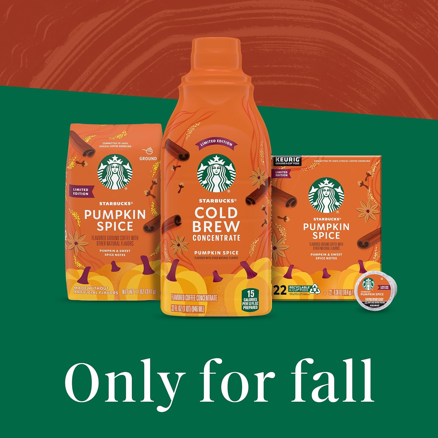 Starbucks Cold Brew Pumpkin Spice Concentrate – Cozy Fall Birthday Gift for Her, 32 oz Seasonal Limited Edition