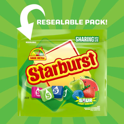 STARBURST Sour Chewy Candy Portable Snack for Camping Trips, Picnics, and Outdoor Movie Nights, 15.6 Oz Resealable Bag