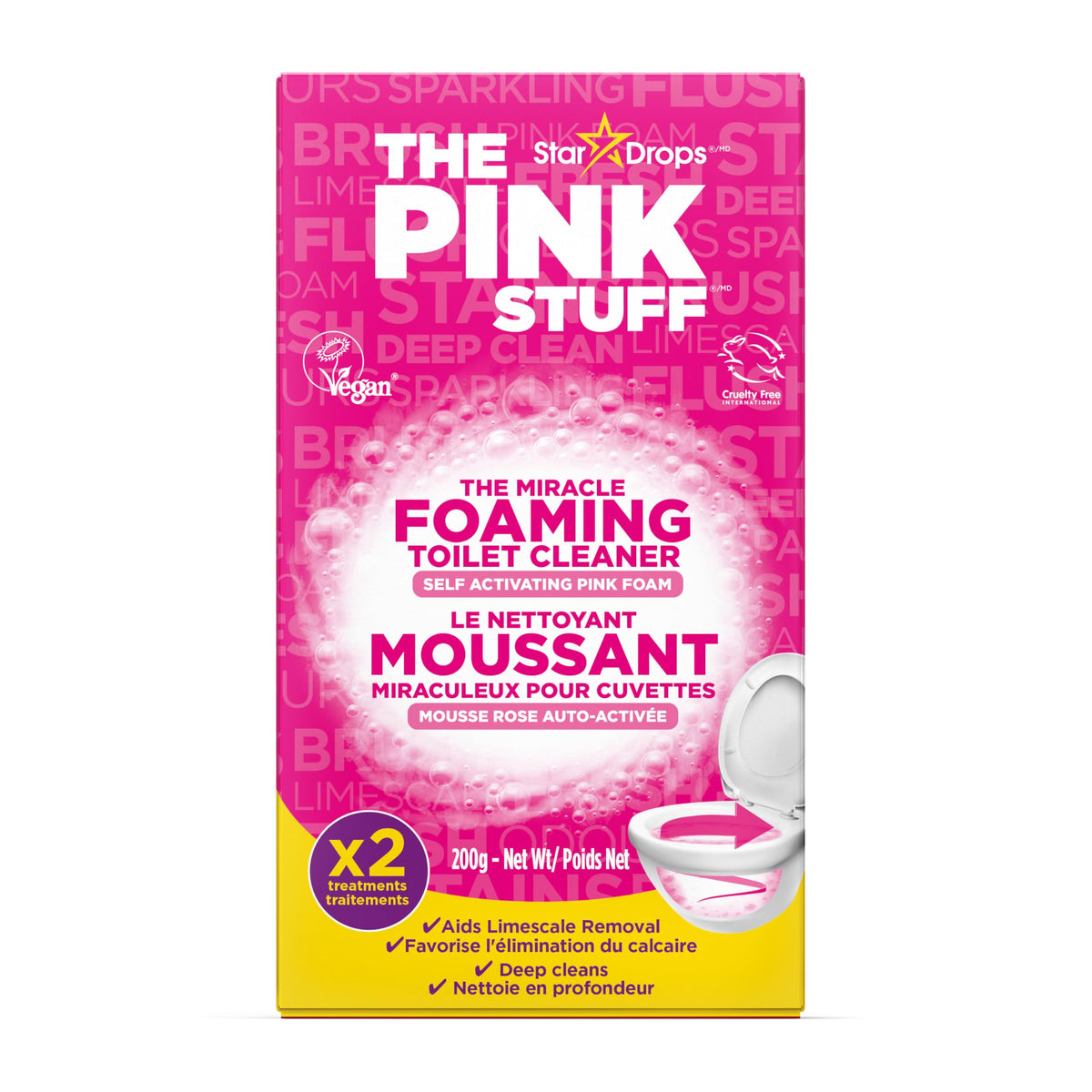 Stardrops - The Pink Stuff - The Miracle Power Foaming Toilet Cleaner - 2 Treatments - Self Activating Pink Foam Pack of 1 (7 Ounce)