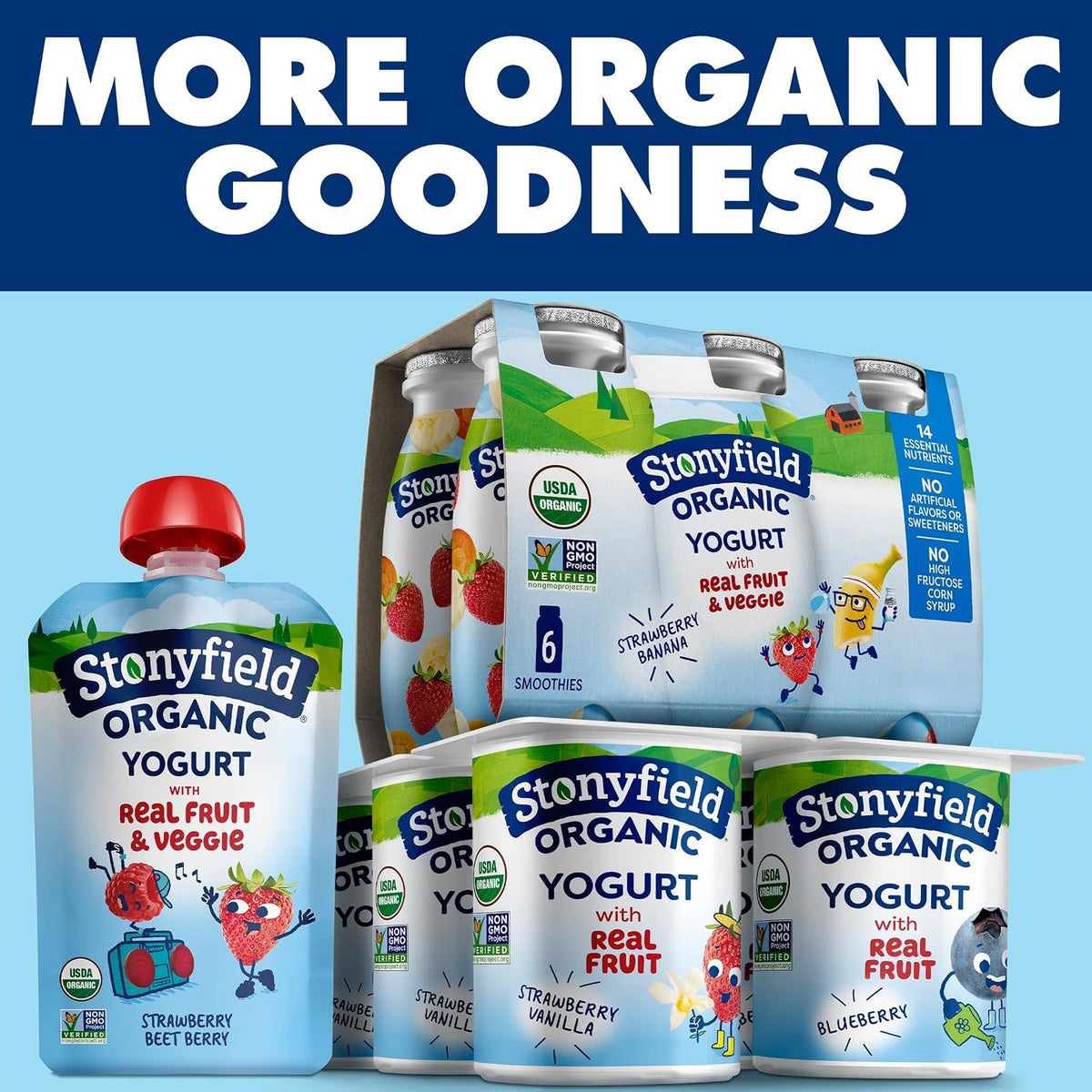 Stonyfield Organic Kids Yogurt Tubes – No Artificial Flavors or Sweeteners Snack for Safety-Minded Parents, 2 oz Tubes, 8-Count