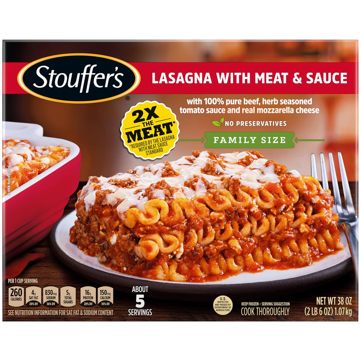 Stouffer's Classic Lasagna with Meat and Sauce – Family Size Frozen Meal for Home Dinner Tables