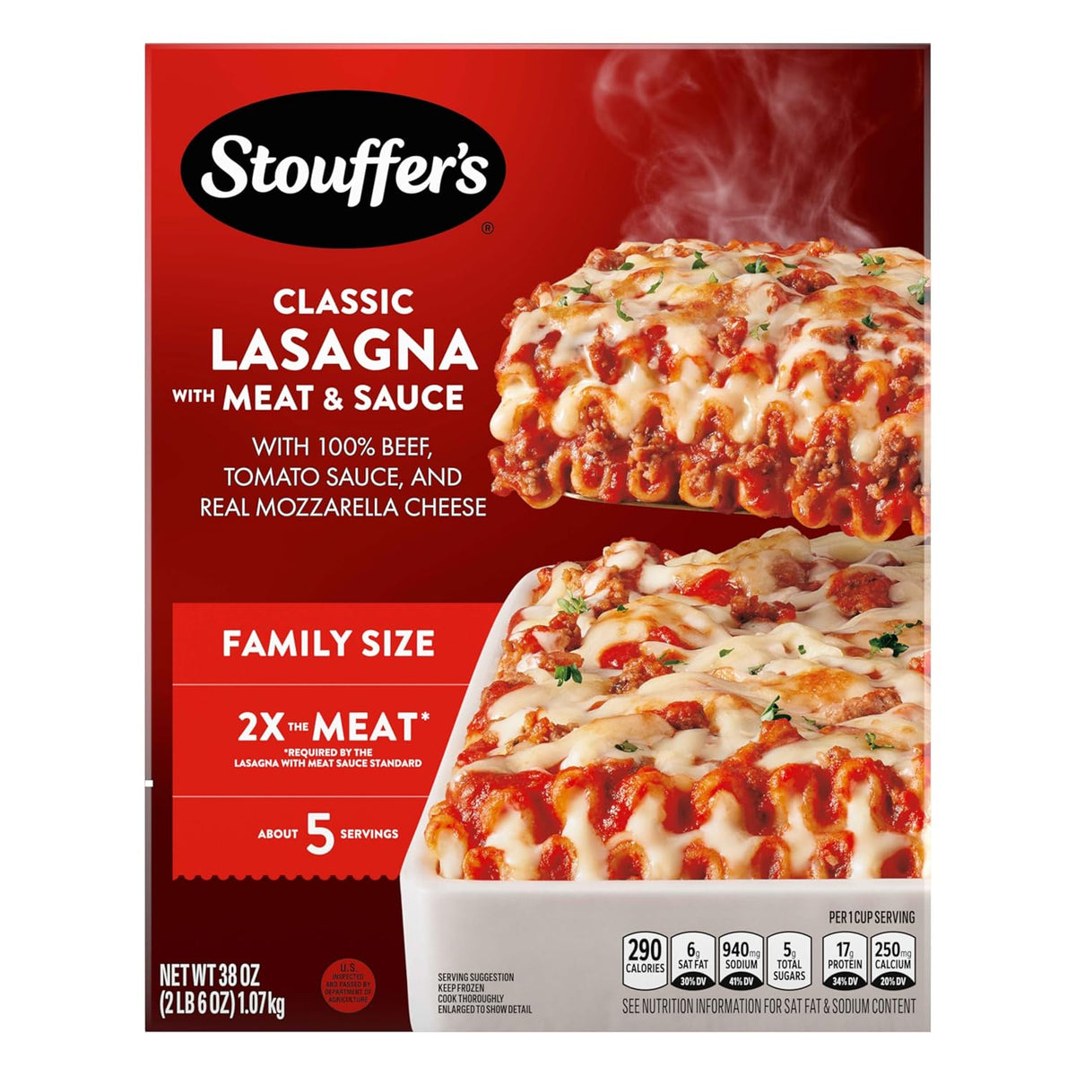 Stouffer's Classic Lasagna with Meat and Sauce – Family Size Frozen Meal for Home Dinner Tables