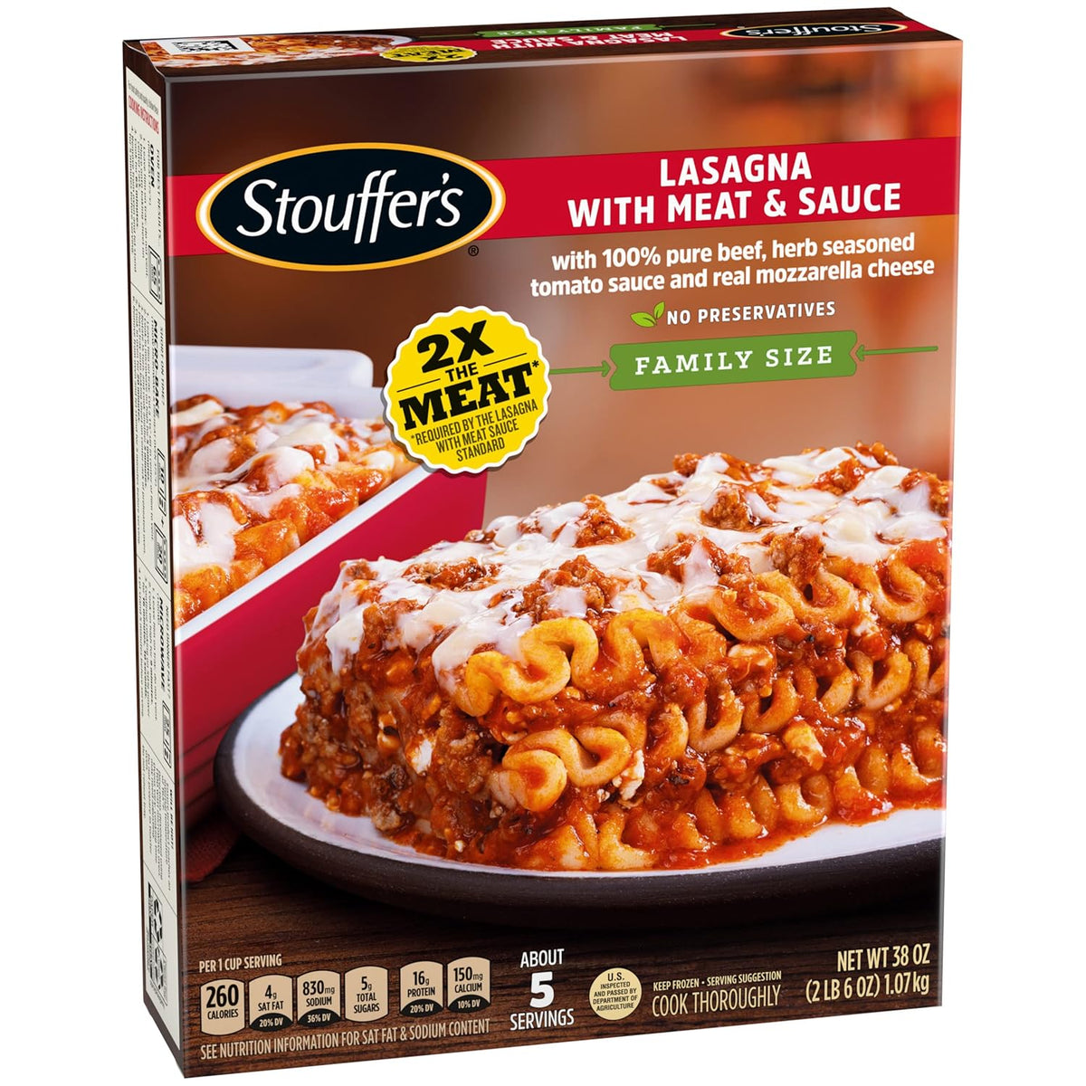 Stouffer's Classic Lasagna with Meat and Sauce – Family Size Frozen Meal for Home Dinner Tables