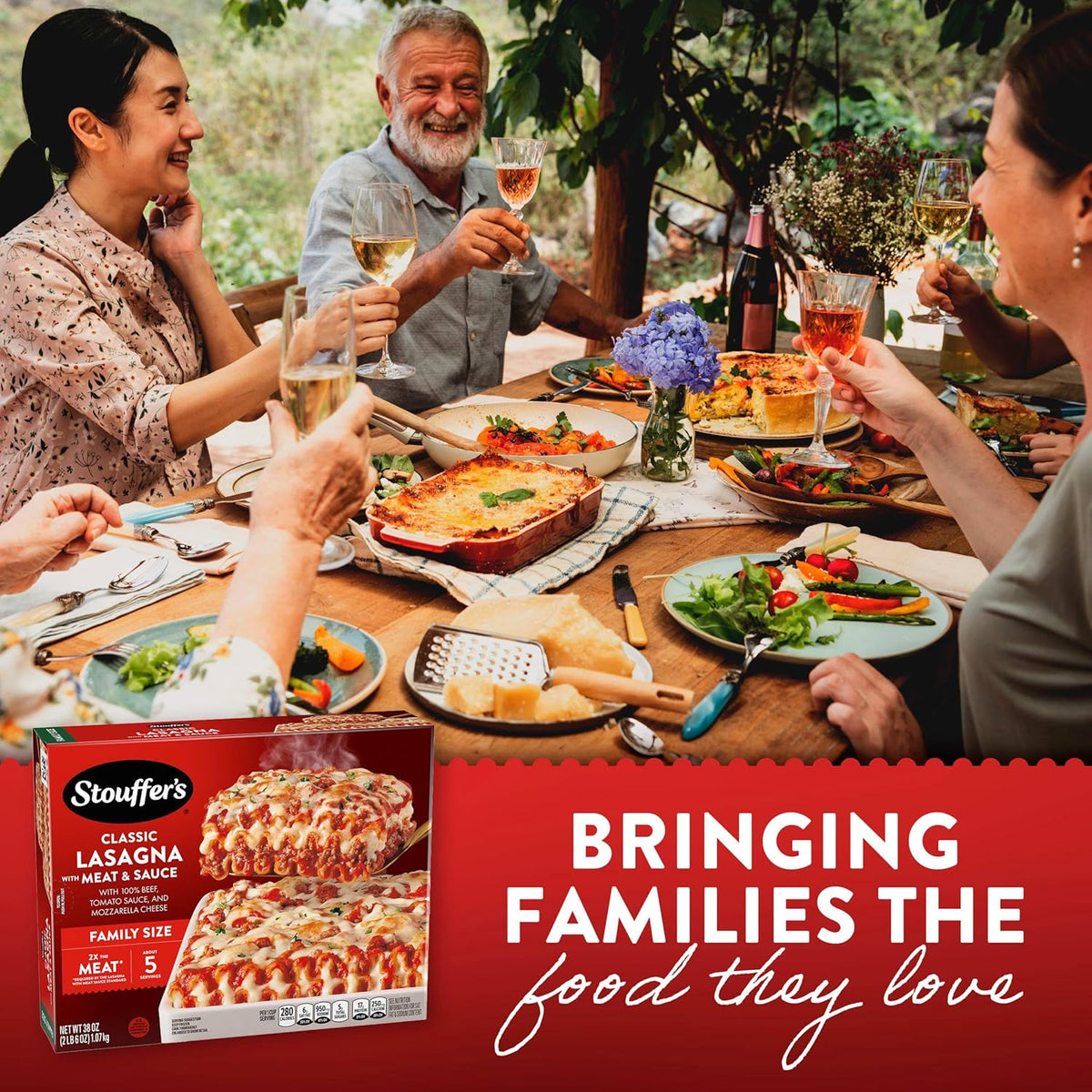 Stouffer's Classic Lasagna with Meat and Sauce – Family Size Frozen Meal for Home Dinner Tables
