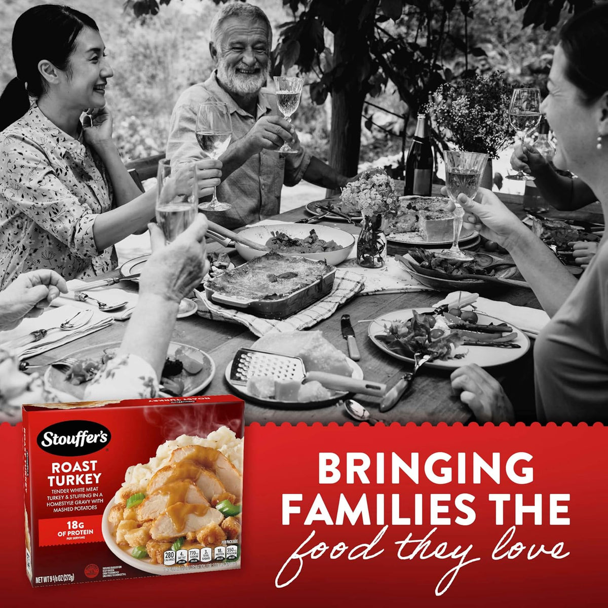 Stouffer's Roast Turkey Frozen Dinner – Family-Style Holiday Flavor Without the Cooking, Single 9.59 oz Tray