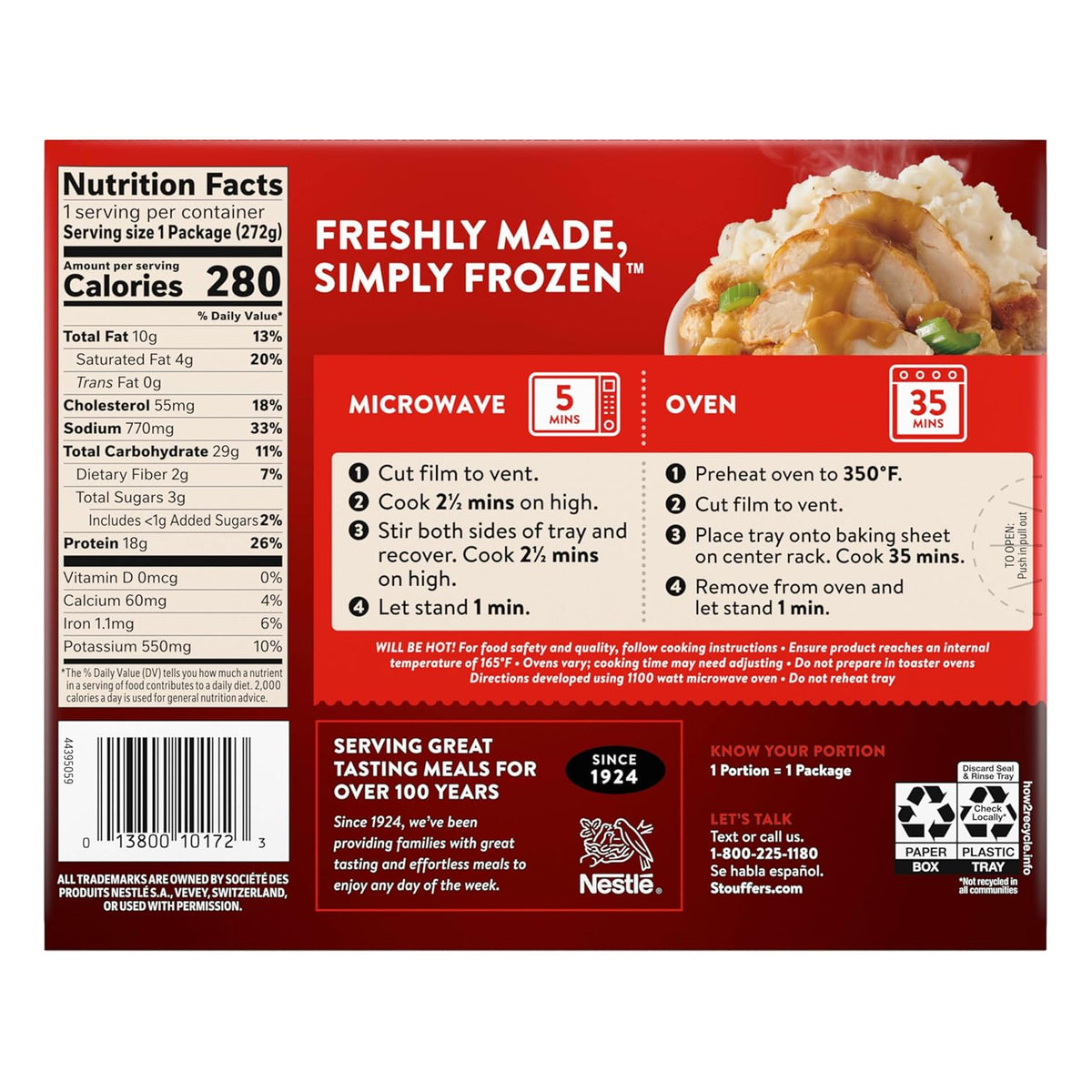Stouffer's Roast Turkey Frozen Dinner – Family-Style Holiday Flavor Without the Cooking, Single 9.59 oz Tray