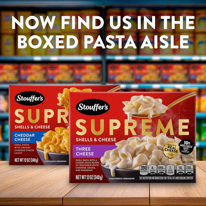 Stouffer's Supreme Shells Three Cheese Stovetop Mac – Easy Weeknight Pasta for Picky Eaters, 12 oz Family Box