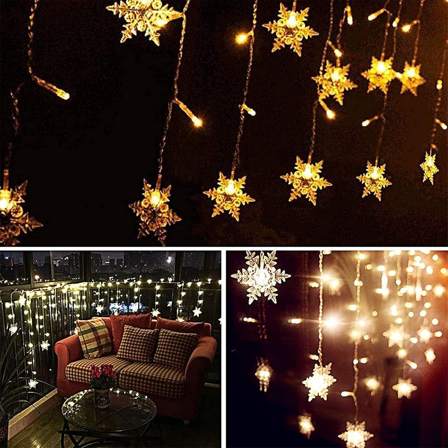String Lights LED Curtain – 96 LED Hanging Lights for Cozy Bedroom Wall Aesthetic, 8 Modes Warm White