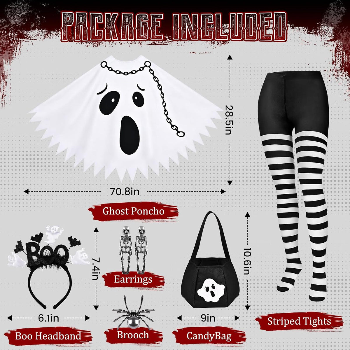striped tights included to complete the look without buying hosiery separately